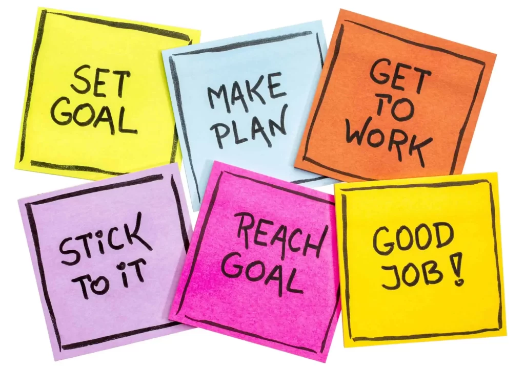 Image illustrating tips for setting goals and improving mental health effectively