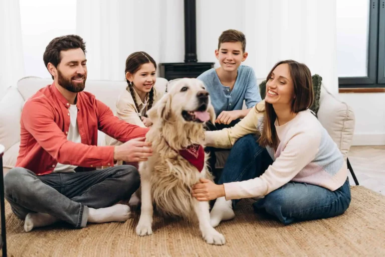 Family with their dog, illustrating key mental health facts and tips for well-being