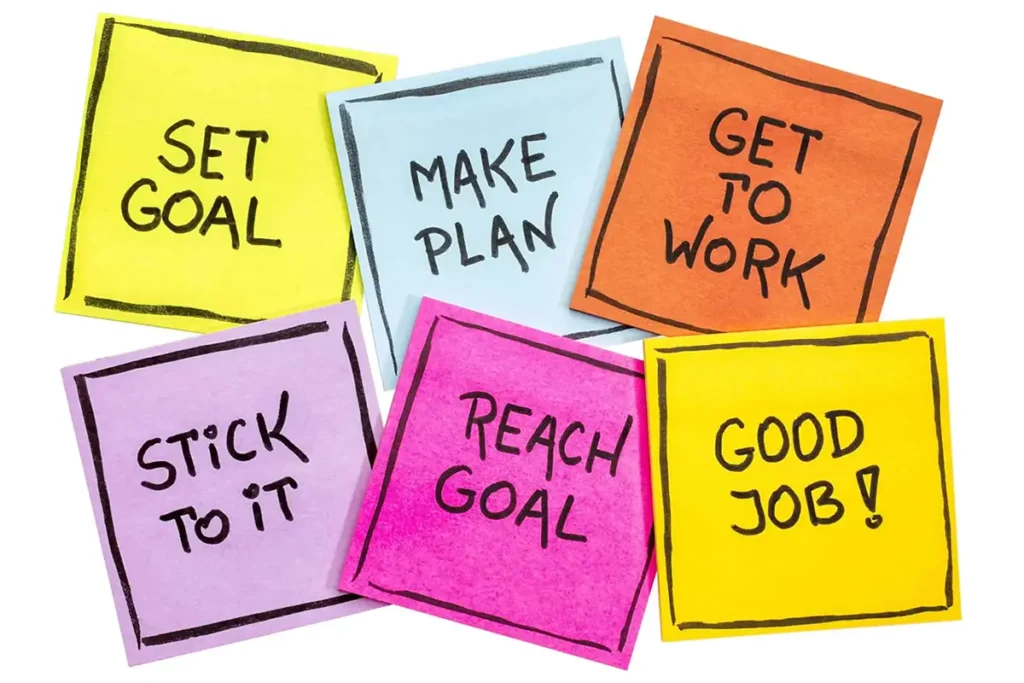 Image illustrating tips for setting goals and improving mental health effectively