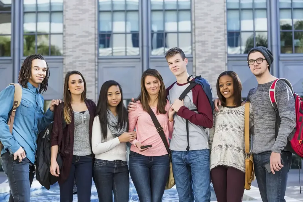 Group of friends together, illustrating support and strategies for dealing with a bully effectively
